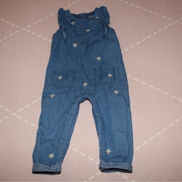 LOSAN Toddler Baby Girl Romper 18-24 Months Denim Floral - Picture 1 of 4